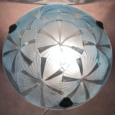 Art Deco Blue Chandelier by Degué, 1930s-SDV-646920