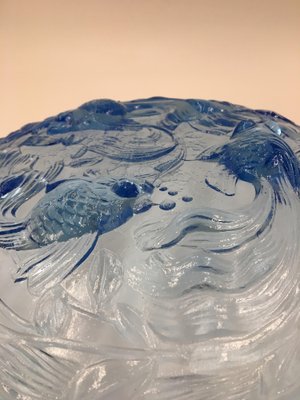 Art Deco Blue Glass Bowl with Goldfishes by Verlys, France, 1930s-SAK-1797208