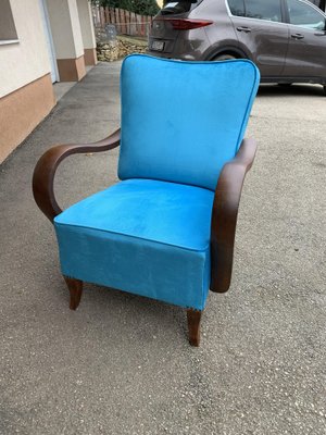 Art Deco Blue Lounge Chairs, 1920s, Set of 2-OXJ-1178017