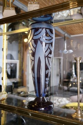 Art Deco Blue Water Vase with Pattern by Schneider, French, 1920s-CXC-1453930