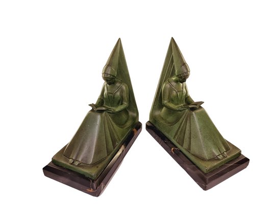 Art Deco Bookends by Max Le Verrier, France, 1920s, Set of 2-SAK-1822752