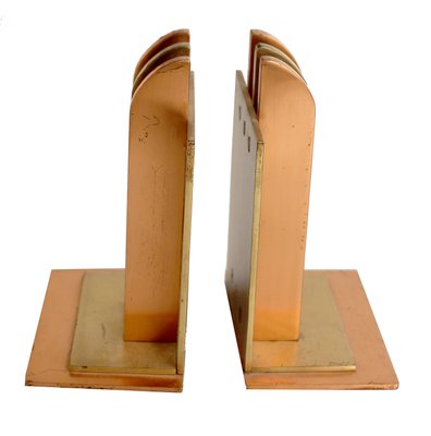 Art Deco Bookends in Copper and Brass by Walter Von Nessen for Chase, 1930s, Set of 2-GUT-2017215