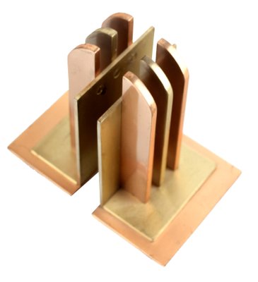 Art Deco Bookends in Copper and Brass by Walter Von Nessen for Chase, 1930s, Set of 2-GUT-2017215