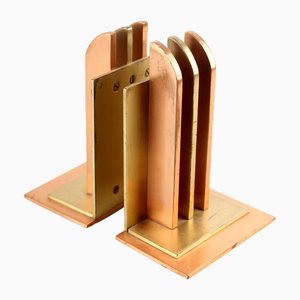 Art Deco Bookends in Copper and Brass by Walter Von Nessen for Chase, 1930s, Set of 2-GUT-2017215