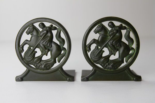 Art Deco Bookends in Disko Metal by Just Andersen, 1930s, Set of 2-WIX-1752425