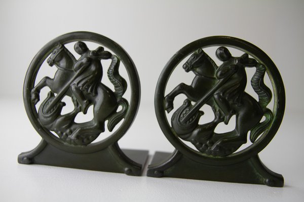 Art Deco Bookends in Disko Metal by Just Andersen, 1930s, Set of 2-WIX-1752425