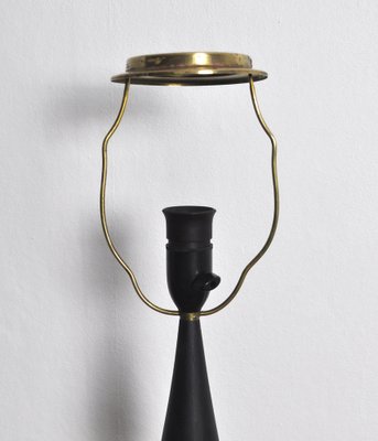 Art Deco Brass and Black Painted Wood Table Lamp, 1930s-HPQ-1259723