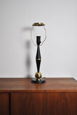 Art Deco Brass and Black Painted Wood Table Lamp, 1930s-HPQ-1259723