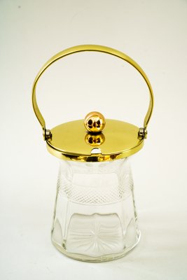 Art Deco Brass and Cut Glass Sugar Bowl, 1920s-SPD-1092010