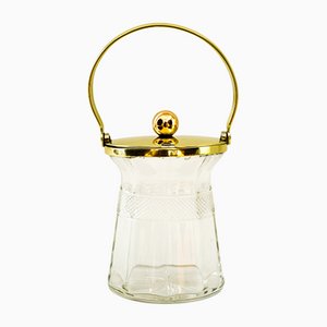 Art Deco Brass and Cut Glass Sugar Bowl, 1920s-SPD-1092010