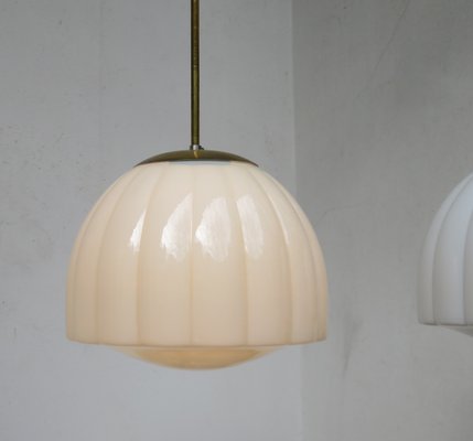 Art Deco Brass and Glass Ceiling Lamps, 1920s, Set of 2-EY-594474