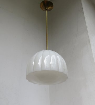 Art Deco Brass and Glass Ceiling Lamps, 1920s, Set of 2-EY-594474