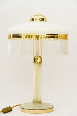 Art Deco Brass and Marble Table Lamp with Opal Glass Shade and Glass Sticks, 1920s-SPD-1797946