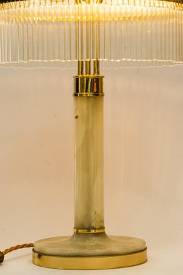 Art Deco Brass and Marble Table Lamp with Opal Glass Shade and Glass Sticks, 1920s-SPD-1797946