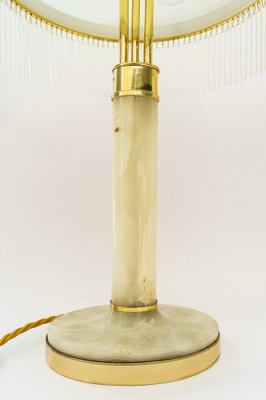 Art Deco Brass and Marble Table Lamp with Opal Glass Shade and Glass Sticks, 1920s-SPD-1797946