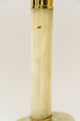 Art Deco Brass and Marble Table Lamp with Opal Glass Shade and Glass Sticks, 1920s-SPD-1797946