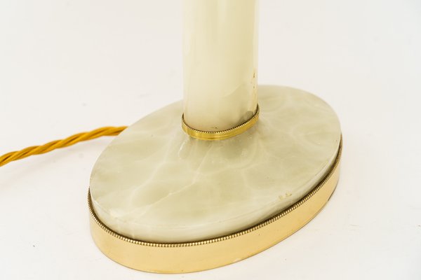 Art Deco Brass and Marble Table Lamp with Opal Glass Shade and Glass Sticks, 1920s-SPD-1797946