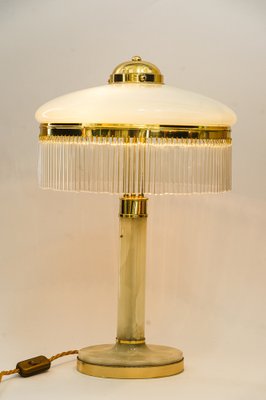 Art Deco Brass and Marble Table Lamp with Opal Glass Shade and Glass Sticks, 1920s-SPD-1797946