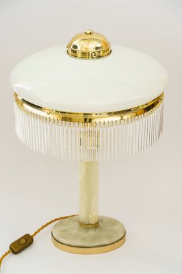 Art Deco Brass and Marble Table Lamp with Opal Glass Shade and Glass Sticks, 1920s-SPD-1797946