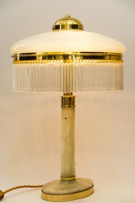 Art Deco Brass and Marble Table Lamp with Opal Glass Shade and Glass Sticks, 1920s-SPD-1797946