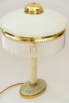 Art Deco Brass and Marble Table Lamp with Opal Glass Shade and Glass Sticks, 1920s-SPD-1797946