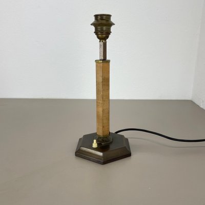 Art Deco Brass and Wood Table Light, Germany, 1930s-QZ-1822395