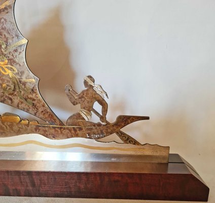 Art Deco Brass Boat Sculpture by L. Gerfaux-AWH-958951