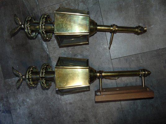 Art Deco Brass Coach Sconces, Set of 2-CAQ-924354