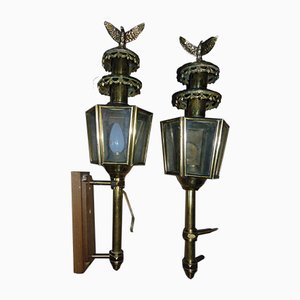 Art Deco Brass Coach Sconces, Set of 2-CAQ-924354