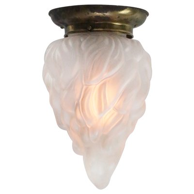 Art Deco Brass Frosted Glass Flush Mount Ceiling Lamp-BLS-2025984