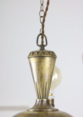 Art Deco Brass & Glass Chandelier-HGJ-1170117