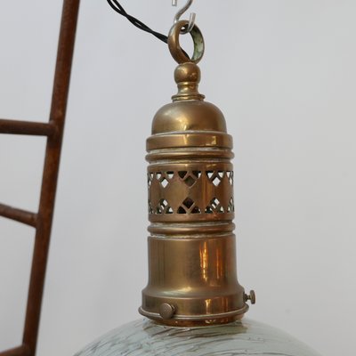 Art Deco Brass & Glass Pendant Lamp, 1930s-JRP-865062