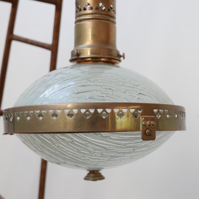 Art Deco Brass & Glass Pendant Lamp, 1930s-JRP-865062