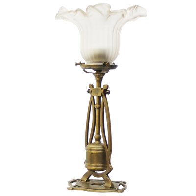 Art Deco Brass Glass Table Desk Lamp, 1920s-BLS-2025983