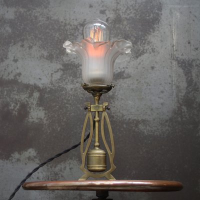 Art Deco Brass Glass Table Desk Lamp, 1920s-BLS-2025983