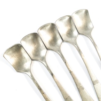 Art Deco Brass Ice Cream Spoons, 1950s, Set of 5-BKO-1800608