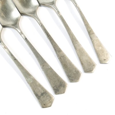 Art Deco Brass Ice Cream Spoons, 1950s, Set of 5-BKO-1800608