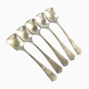 Art Deco Brass Ice Cream Spoons, 1950s, Set of 5-BKO-1800608