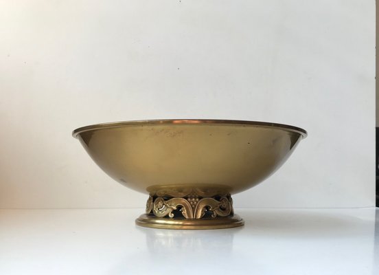 Art Deco Brass King Bowl from Ystad-Metall, 1950s-LCR-716940