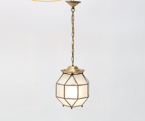 Art Deco Brass Lantern With Beveled Cut Glass, 1920s-MY-1245405