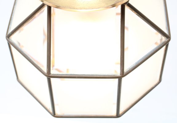 Art Deco Brass Lantern With Beveled Cut Glass, 1920s-MY-1245405