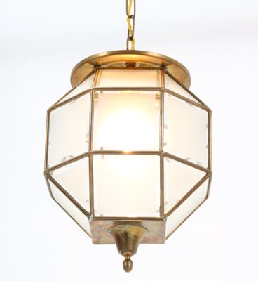 Art Deco Brass Lantern With Original Cut Glass, 1920s-MY-1216172