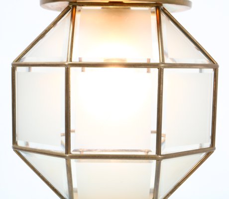 Art Deco Brass Lantern With Original Cut Glass, 1920s-MY-1216172