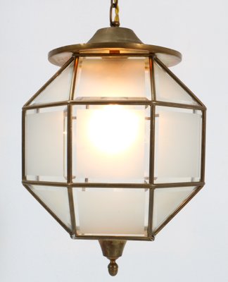 Art Deco Brass Lantern With Original Cut Glass, 1920s-MY-1216172