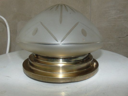 Art Deco Brass Nickel-Plated Ceiling Lamp, 1920s-CAQ-1335483