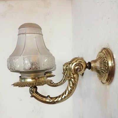 Art Deco Brass Sconces, 1930s, Set of 2-RGF-863487