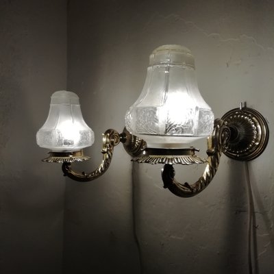 Art Deco Brass Sconces, 1930s, Set of 2-RGF-863487