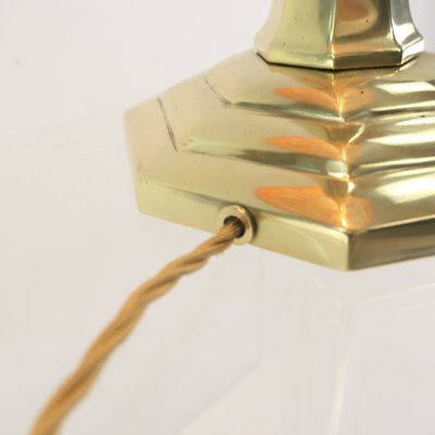 Art Deco Brass Table Lamp with Colored Marbled Glass Shade, Vienna, 1930s-KDB-1703455