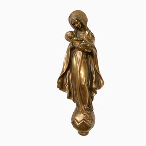 Art Deco Brass Wall Sculpture, Maria with Child-WK-1008889