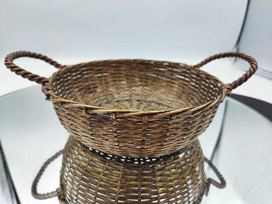 Art Deco Brass Woven Basket, 1920s-CAQ-1794952